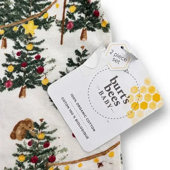 Burt's Bees Baby Mama Bear Christmas Jumpsuit & Knot Top Hat Girls Sz Newborn - Picture 5 of 6